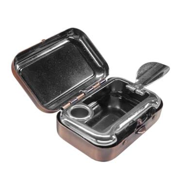 Imagem de Tuxihapp Mini cinzeiro portátil - Bandeja de cinzeiro de metal à prova de vento com bolso para carro com tampa - Bandeja compacta à prova d'água para charuto Snuffers de carro cinzeiro para casa