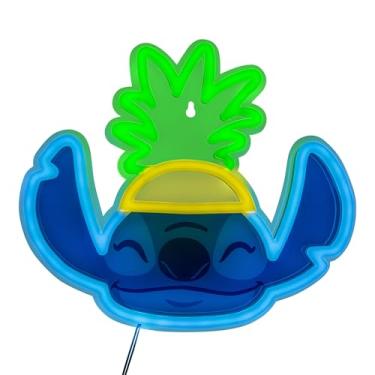 Imagem de Paladone Lilo & Stitch Pineapple LED Neon Walllight, candeeiro da Disney com licença oficial com cabo de alimentação para casa ou presente para os fãs de cinema
