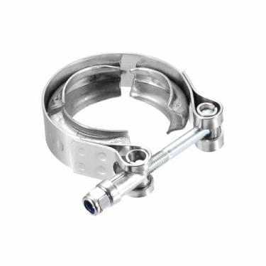 Imagem de HARFINGTON Braçadeira de banda V 304 de aço inoxidável 304 braçadeira de parafuso de banda V para sistemas de escapamento acessórios de carro de troca de tubo descendente, prata