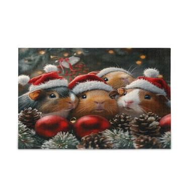 Imagem de STAYTOP Porquinhos-da-índia fofos usando chapéus de Natal para adultos ou crianças 500 peças, jogo divertido de descompressão intelectual para a família, presente de brinquedo de Natal