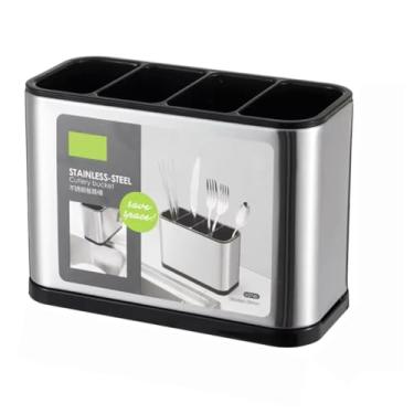 Imagem de Escorredor Porta Talheres Inox: Design Moderno, Resistente e Com Drenagem Eficiente para Sua Cozinha