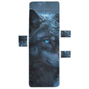 Imagem de STAYTOP A Lone Wolf Under The Snow Lounge Chair Toalheira, capa macia para espreguiçadeira, capas de cadeira de praia com bolsos para jardim ao ar livre, pátio, pátio, banhos de sol, gramado, 216 x 76