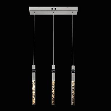 Imagem de Luminárias pendentes de cristal com 3 lâmpadas, luminárias pendentes LED modernas, iluminação pendente de teto regulável para ilha de cozinha, bar, sala de jantar, sala de estar, corredor, e