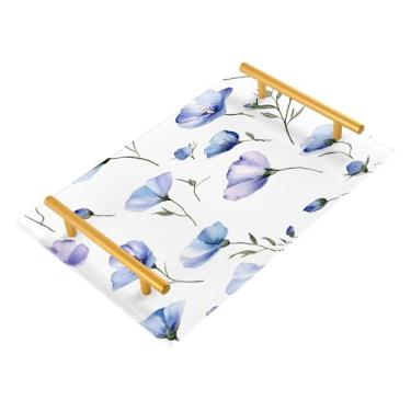 Imagem de Wassud Aquarela flores bandeja de banheiro com alças organizador de perfume acrílico para banheiro quarto cozinha balcão 30 x 20 cm