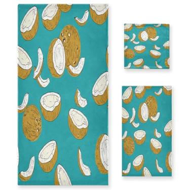 Imagem de xigua Conjunto de toalhas de banheiro Coconuts toalha de banho macia absorvente de 3 peças toalha de mão toalhas decorativas para banheiro, academia, hotel, praia, piscina