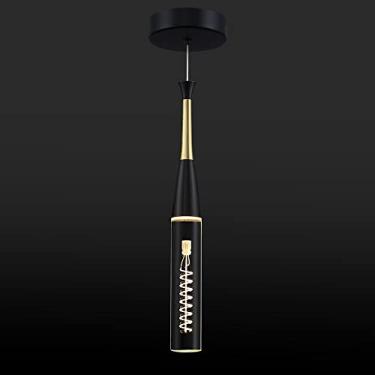 Imagem de Luminária pendente de cristal para ilha de cozinha, luminária pendente mini LED moderna e regulável, luminária suspensa cilíndrica espiral de tungstênio para quarto, banheiro, bar e sala de