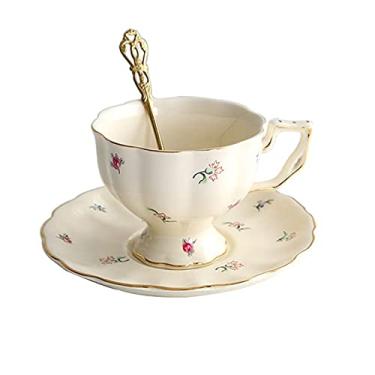 Imagem de Conjunto de canecas e pires de chá de café de cerâmica Xícaras de chá modernas Xícaras de chá de pinho requintado adequado para coquetel suco Mi bebidas bebidas