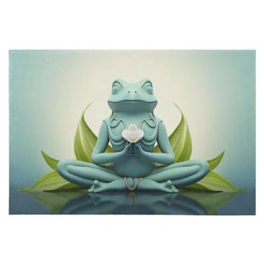 Imagem de Wassud Tapete de porta A Frog Practicing Yoga 61 x 89 cm, antiderrapante, lavável, com suporte de borracha, tapete macio e fofo para sala de estar, quarto, entrada, entrada