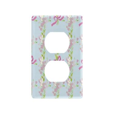 Imagem de Wassud Flores silvestres com fitas, interruptor de luz, placa decorativa para tomadas, placa de parede para tomadas elétricas duplex 11 x 6 cm