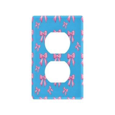 Imagem de Wassud Playful Bows Placa de cobertura de interruptor de luz decorativa capas de tomada placa de parede para tomadas elétricas duplex 4,53 x 2,76 polegadas