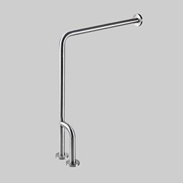 Imagem de uhyOHF Alça antiderrapante para banheiro, aço inoxidável, barra de apoio para banheiro, suporte curvo de parede com pernas, alça de suporte de segurança no chão para senio (direita