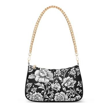 Imagem de CEBUGI Bolsas transversais femininas bolsa de ombro floral bolsa clutch elegante com alça de corrente