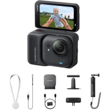 Imagem de Insta360 GO Ultra Creator Bundle Midnight Black - Câmera minúscula de mãos livres 4K, leve e portátil, pouca luz, montagem em qualquer lugar, estabilização FlowState, vida útil da bateria de 200