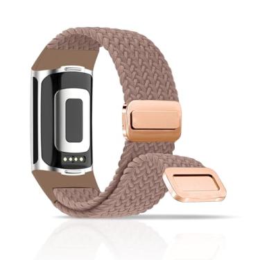 Imagem de Chinber Pulseira trançada compatível com Fitbit Charge 6 para mulheres/Fitbit Charge 5, pulseira esportiva esportiva de tecido de nylon elástico para Fitbit Charge 6/Charge 5 para mulheres e homens