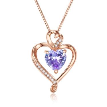 Imagem de Colar feminino com pingente de prata esterlina 925 banhado a ouro rosa banhado a ouro branco 14 K, colar de amor para namorada, esposa, dia dos namorados, aniversário, joia feminina 45,7 cm + 5 cm