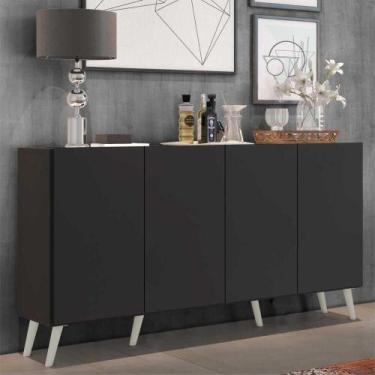 Imagem de Aparador Buffet Retrô Multimóveis Veneza 4 Portas FG3556 Preto/Branco