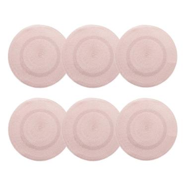 Imagem de Cj 6 Lugares Americanos de Plástico Redondo Fresno Espiral Rosa 38cm Lyor