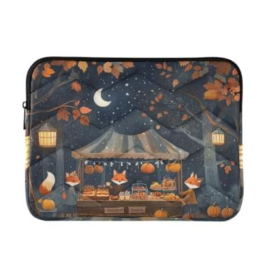 Imagem de Capa acolchoada para laptop outono raposas abóbora à prova de choque capa protetora para notebook bolsa para laptop para mulheres 14 polegadas