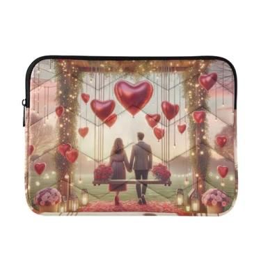 Imagem de Capa acolchoada para laptop Love Archway Hearts vermelha à prova de choque capa protetora para notebook de 15,6 polegadas