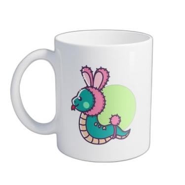 Imagem de Caneca Xícara de Café Porcelana 300ml Cobra com Chapéu e Cauda de Coelho