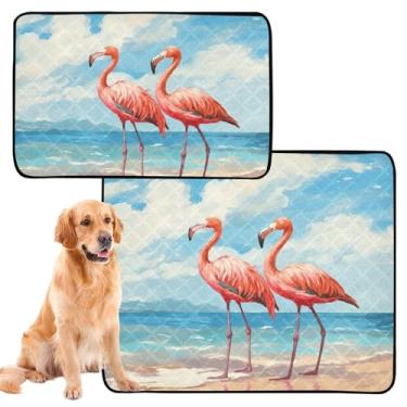 Imagem de TSENQUE Almofadas laváveis para xixi rosa flamingos para cães, animais de estimação, reutilizáveis, gatos, filhotes de cachorro, tapete absorvente à prova d'água para gaiola de cachorro, fofo, pequeno