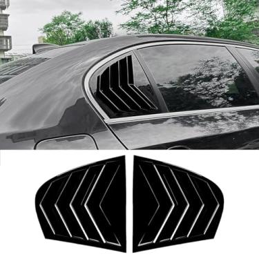 Imagem de XITER 2 peças ABS Fibra de Carbono Estilo Corrida ABS Persianas de Janela Lateral Traseira Cobertura para BMW Série 5 2004 2005 2006 2007 2008 2009 2010 E60 Sedan (preto)