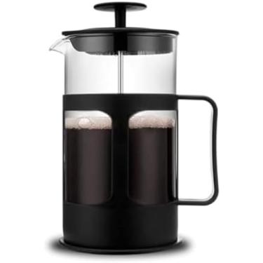 Imagem de Cafeteira Francesa 350ml, Vidro Borossilicato e Aço Inoxidável, Preta, 15cm x 8cm, com Alça Ergonômica