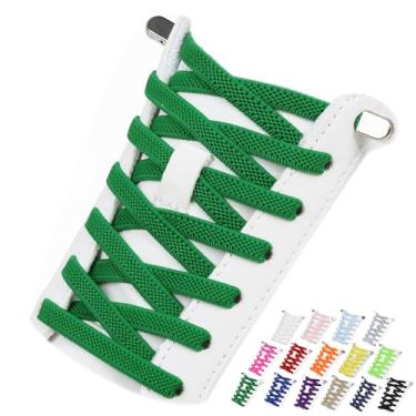 Imagem de Puzeam 2 pares de cadarços elásticos sem cadarço para tênis, cadarços sem amarração para adultos e crianças, Verde, 32 Inch ( 80cm )