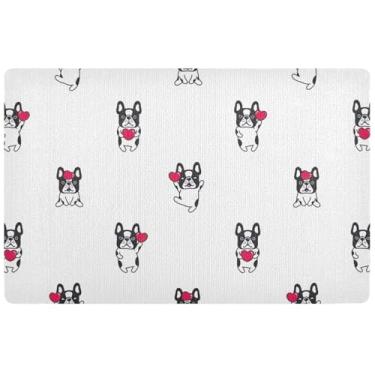 Imagem de Capacho fofo para cachorro buldogue francês personalizado para entrada ao ar livre, tapete absorvente interno para entrada de casa 81 x 50 cm