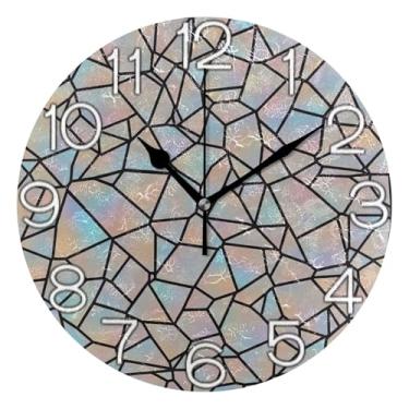 Imagem de GAIGEO Relógio de parede analógico decorativo operado por bateria relógio de sala de aula, sala de estar moderna, decoração de parede colorida, geométrico, cinza, 25 cm, ponteiros pretos
