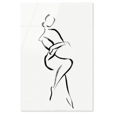 Imagem de Pose de tinta preta I impressão acrílica minimalista arte de parede por Art Remedy, pronto para pendurar, 10 x 15