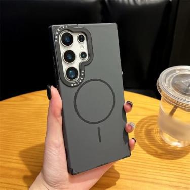 Imagem de Capa com alça de pulso para Samsung Galaxy S22 S23 S24 S25 Ultra Plus com carregamento sem fio e proteção de lente líquida, cinza B, para S25 Plus