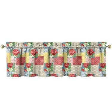 Imagem de Tapesb Flores florais saia de cozinha engraçadas pequenas cortinas de janela sobre a pia decoração essencial adequado para cozinha, quarto, lavanderia, 45,7 x 137,2 cm