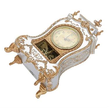 Imagem de Luqeeg Relógio de Mesa Estilo Vintage, Despertador retrô Requintado para Sala de Estar, Quarto, Mercados de Escritório, Material Plástico Leve (Branco)