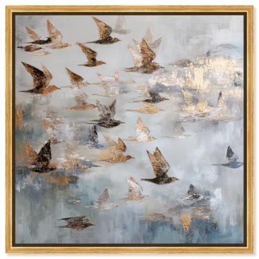 Imagem de Sky Full of Wings II Impressão em tela Farmhouse Wall Decor por Art Remedy, moldura dourada, 61 x 61 cm