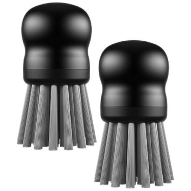 Imagem de Mini escova de pratos para limpeza de triturador de frango, escova de palma com aderência ergonômica, escova de cozinha para lavar pratos, panelas, pia (2, preto)