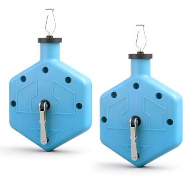 Imagem de KIBBEH Pacote com 2 carretel de giz resistente 30-146, linha profissional de 30 metros com travas de 6 posições e clipe mosquetão para construção e carpintaria, azul