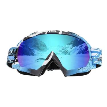 Imagem de BATFOX Óculos de esqui OTG para homens mulheres jovens, óculos de snowboard/100% de proteção UV/antiderrapante/anti-neblina (azul azul, grande)