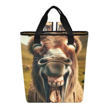 Imagem de Joitme Bolsas térmicas engraçadas com estampa de sorriso de burro, isoladas para viagem, 36 latas, bolsa térmica macia para viagens