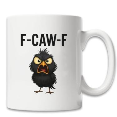 Imagem de MissDaisy - Caneca engraçada Angry Crow – Xícara de café sarcástica de 325 ml para o trabalho, pessoas cansadas e humor matinal – F-CAW-F Bird Design & I'm Done Crow – Presentes para colegas de