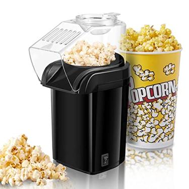 Imagem de Máquina de pipoca elétrica de 1200 W, máquina de pipoca rápida com copo medidor, mini popper doméstico de ar quente, preto