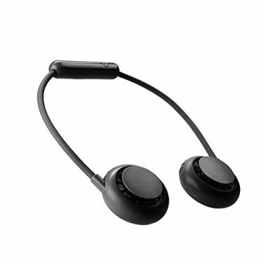 Imagem de AEWFRRV Ventilador de pescoço pendurado Ventilador de refrigeração USB Mini ventilador elétrico pequeno ventilador portátil (cor: rosa) yubin1993 (cor: preto)