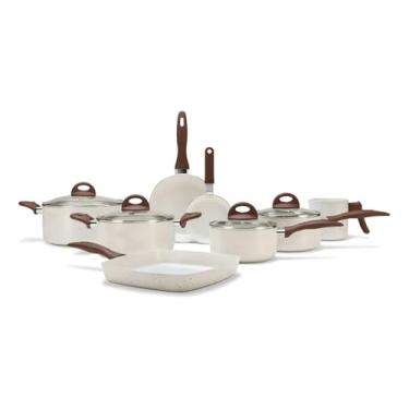 Imagem de Conjunto de panelas de cerâmica de 8 peças na cor baunilha