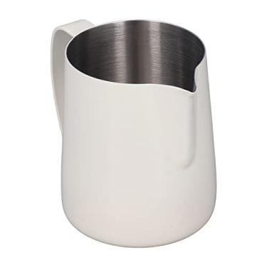Imagem de GLOGLOW Molde de Arte para café Com Leite, Aço Inoxidável, 450ml, Boca Dupla Em V, Alça Espessada, Jarro para Espuma de Leite Com Revestimento de Ptfe, Nan (Bege)