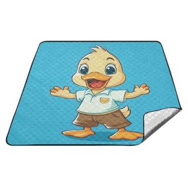 Imagem de Joitme Happy Duck Blue Tapete de piquenique impermeável, cobertores de piquenique Oxford, tapetes de acampamento