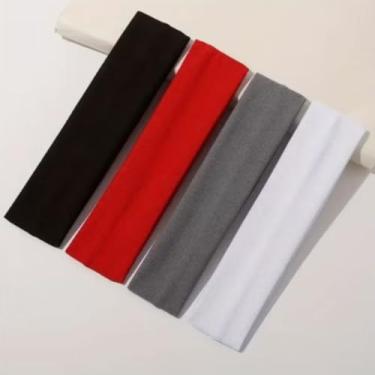 Imagem de Kit com 2 testeiras anti suor faixa para cabelo envio em 24h esportes fênix(Branco & Cinza)