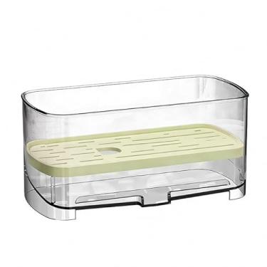 Imagem de 1 rack multifuncional para pia com prateleira de drenagem e suporte de toalha de prato - sem necessidade de eletricidade, armazenamento de bancada para esponjas (verde)