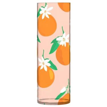 Imagem de CEBUGI Vaso de flor de laranja 10 cm x 30 cm Vaso cilíndrico para flores, vaso transparente inquebrável para decoração de casa de festa de casamento