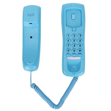 Imagem de KXT628 Telefone de hotel, telefone de parede com fio fino de mesa com função de rediscagem de pausa mudo para escritório, casa, hotel (azul)