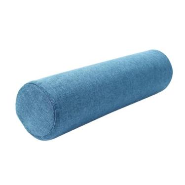 Imagem de SPXMQSS Travesseiro lateral com suporte de espuma viscoelástica, almofadas redondas para pessoas que dormem de lado, travesseiro longo, sofá, apoio de braço, almofada azul, 40 x 12 cm